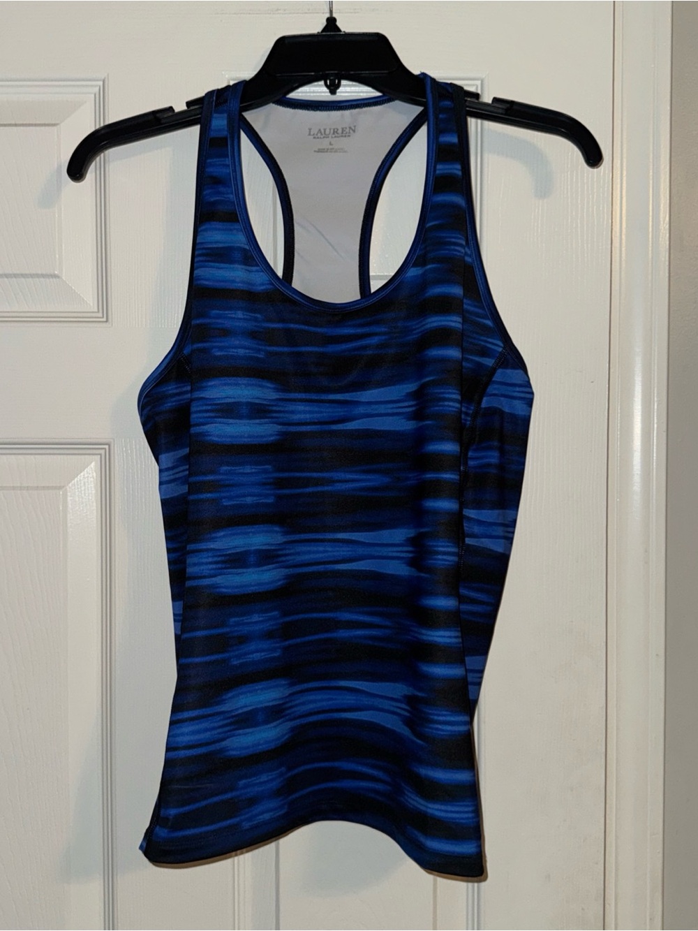 Ralph Lauren Blue and Black Striped Racerback Performance Tank